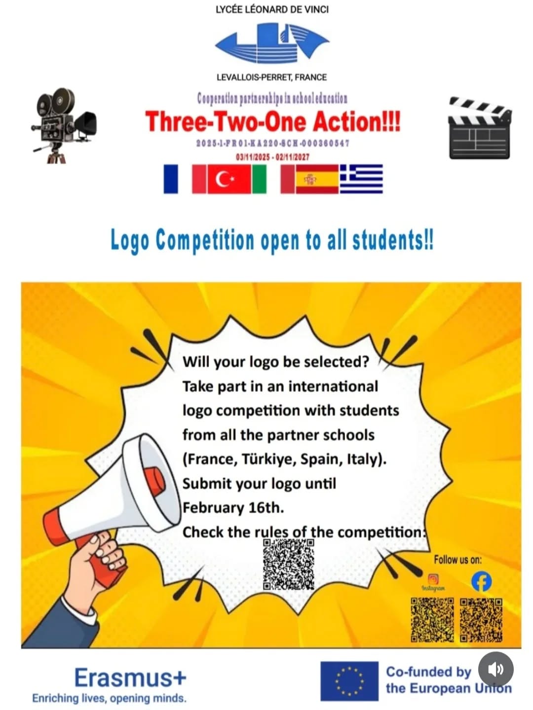 Révèle tes talents en créant le logo pour le nouveau projet erasmus! Plus d’info dans pronote!!