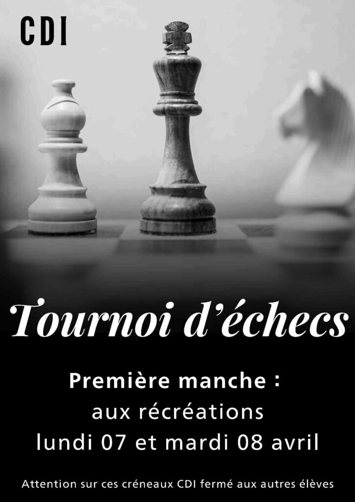 Tournoi d&rsquo;Echecs 2025 les 7 et 8 avril